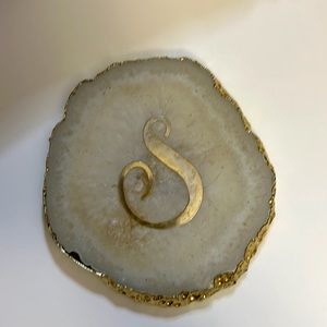 Anthropologie Agate Coaster - Monogram “S” with gold trim (USED)